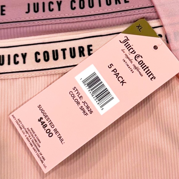JUICY COUTURE Intimates 5 Pack Panties No Panty Lines Ribbed STYLE JC1626 NWT XL - Picture 5 of 11